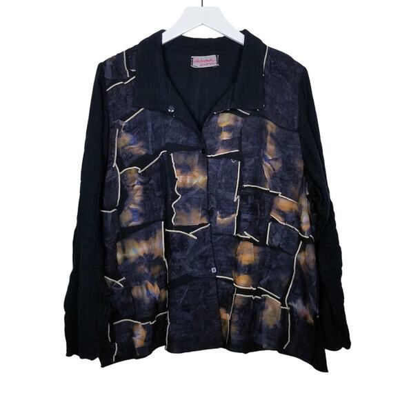 DEBORAH CROSS Art To Wear Fiber Art Patchwork Boho Shacket Multimedia One Size - Picture 1 of 10